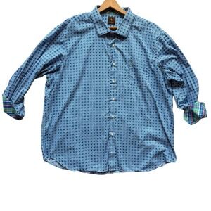 Tailorbyrd Shirt Mens 3X Blue Geometric Floral Long Sleeve Button Down EUC